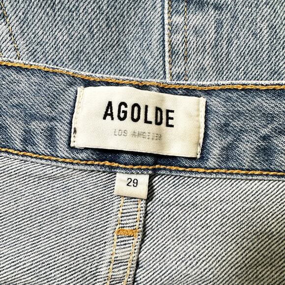 Agolde Riley High Rise Straight Crop Light Blue Wash Women 29 - Picture 4 of 8